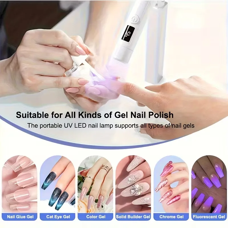 Akumulatorowa lampa UV LED do paznokci, przenośna mini suszarka do żeli, ręczna szybka lampa utwardzająca lakier do paznokci, profesjonalny manicure domowy.