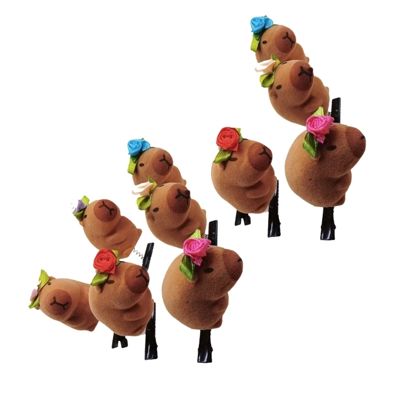 10pcs Cartoon Capybara Spring Hair Clip Lightweight Plush Hairpin Hair Accesories Hair Ornament for Different Hairstyles