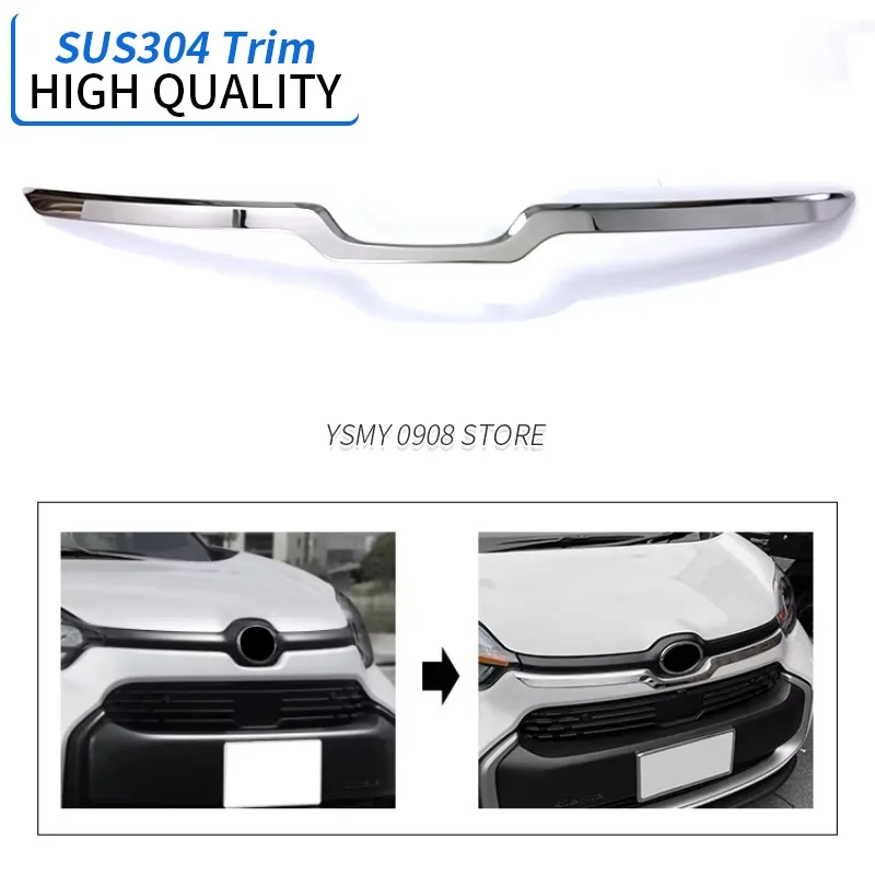 1PCS High Quality Stainless Steel Front Emblem Cover Trim for Toyota Sienta 10 2023 Car Chrome Styling Exterior Accessories