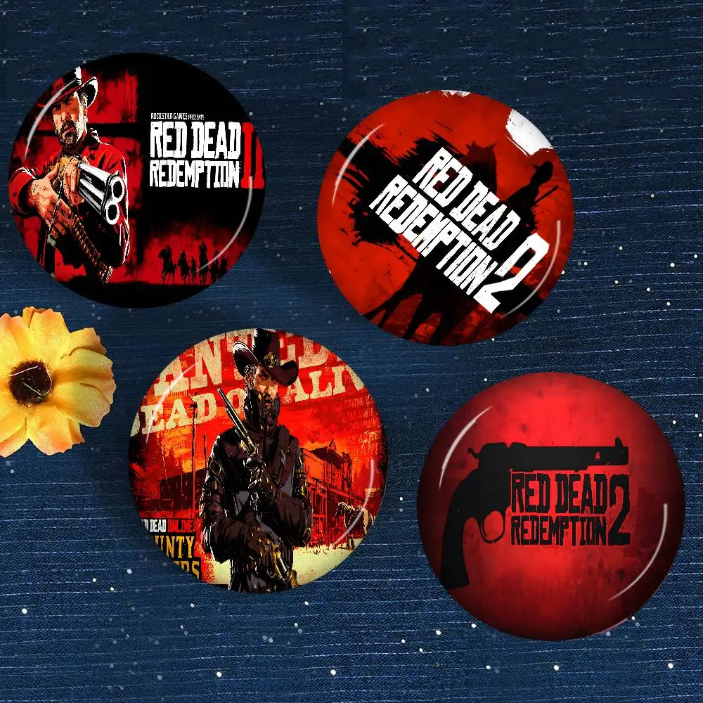 Broches de dessin animé R-Red Dead Game R-Redemption 2, badges d'anime, broches rondes faites à la main, épingles de revers, bijoux pour sacs à dos, vêtements, cadeaux