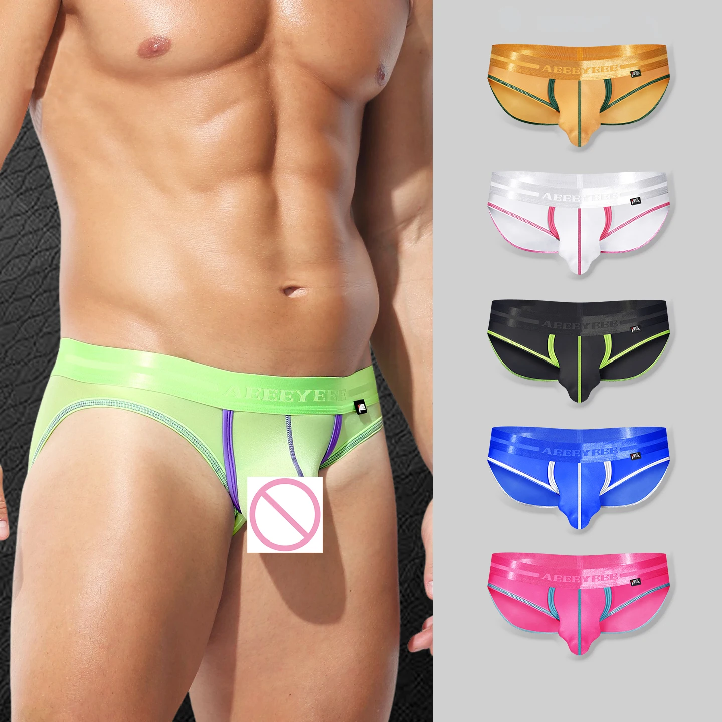 3PCS Men's Underwear Low-Rise Sexy Briefs with U-Shaped Bag Highly Stretchy Japanese Style Colorful Underpanties