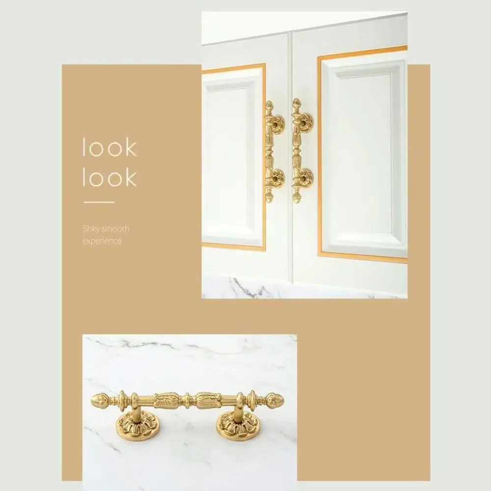 Solid Brass Furniture Handles Brushed Antique Brass Single-Hole Mounting Drawer Knobs Antique Bronze Finish Long Handle Design