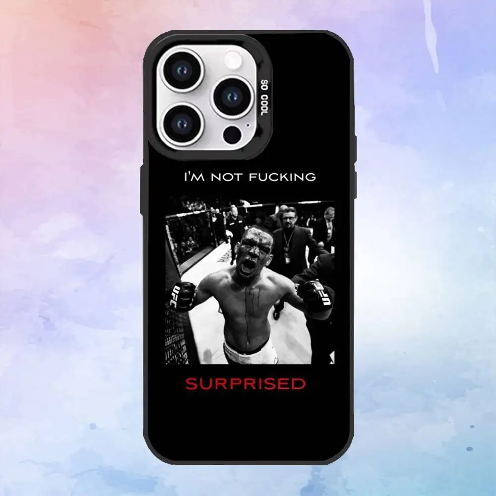 حافظة هاتف N-Nate D-Diaz للملاكمة لهاتف iPhone17,16,15,14,13,12,11 Plus، Pro Max غطاء مقاوم للصدمات باللون الأسود غير اللامع