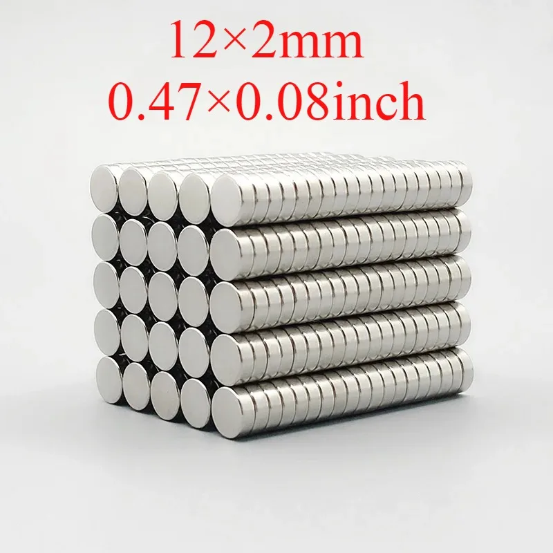 100 Pack Neodymium Rare Earth Magnets 12x2mm Circular Metal Sturdy Small Disk Refrigerator Magnets for Tools And Crafts