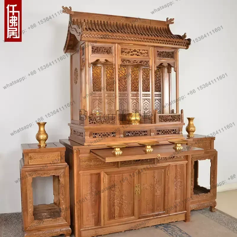 PG solid wood shrine with door shrine table cabinet offering   incense case household  tribute table