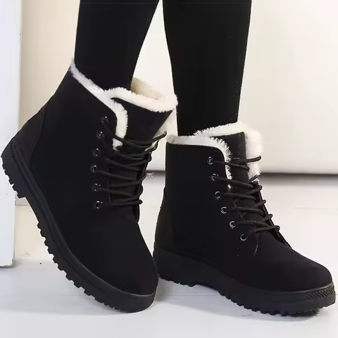 여성 겨울 부츠 모피와 낮은 굽 여성 부츠 따뜻한 겨울 신발 여성 스노우 부츠 발목 Botas Mujer 겨울 신발 여성