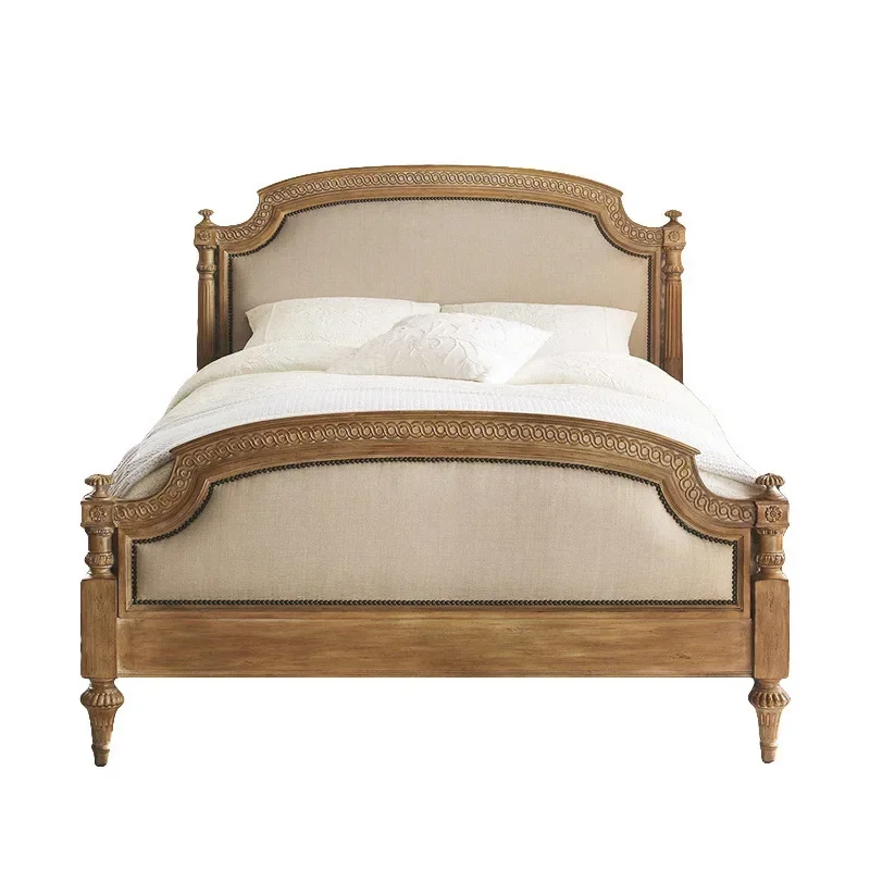 

Retro solid wood bed master bedroom 1.8 meters large bed antique simple bedroom American wedding bed French