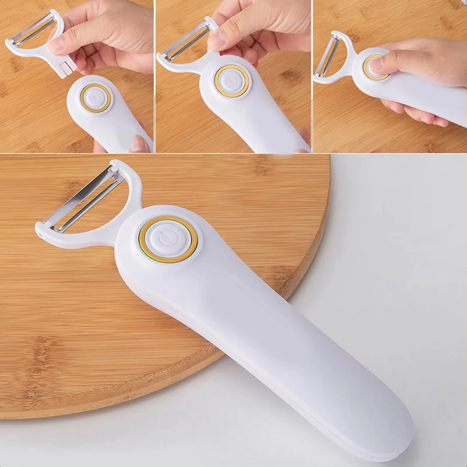 Handheld USB Rechargeable Fruit Vegetables Peeler - 3 Cutter Heads