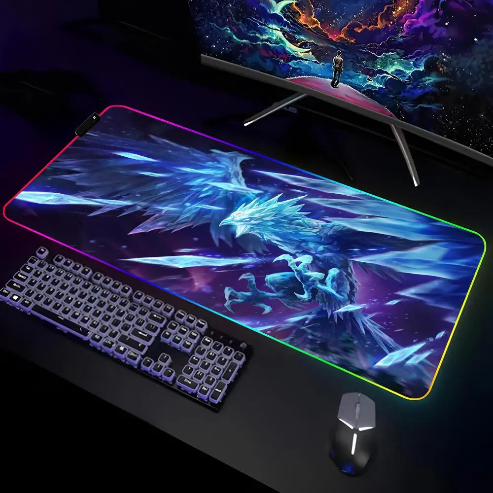 Anivia Annie Aphelios Mouse Pad Gamer RGB Deskmat Keyboard Mat Gaming Laptops LED Mousepad Desk Protector Anime Mause Mats