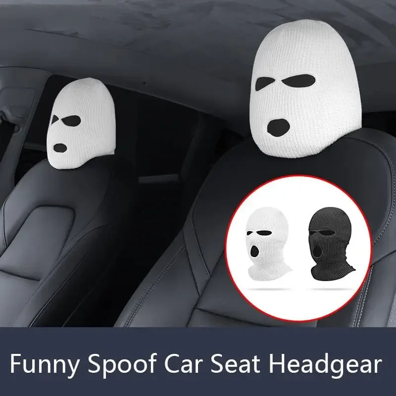 Funny Spoof Car Seat Headgear Quirky Car Special Headrest Hat Decorative Accessories Terrorist Mob Car Seat Head Covers