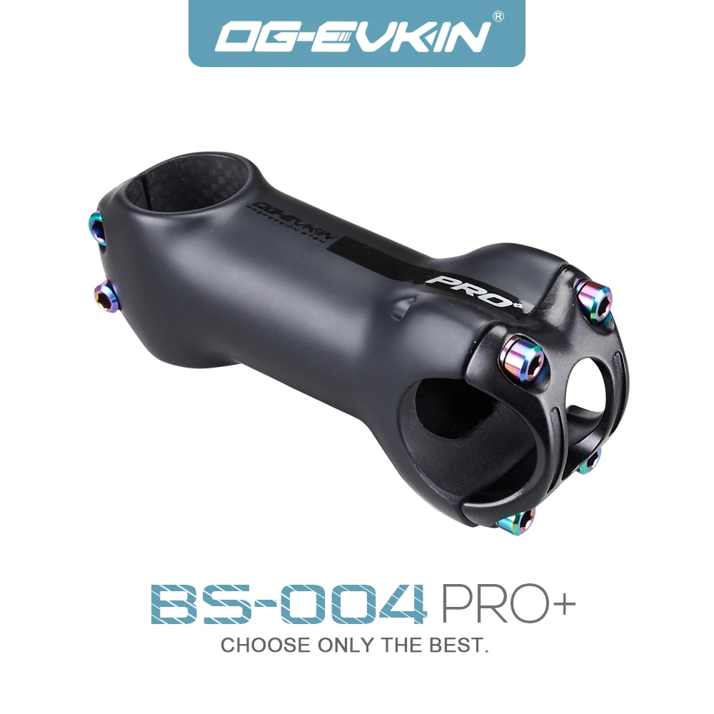 

OG-EVKIN BS-004+ Carbon Stem MTB Road Bike 70/80/90/100mm 10° Degree 28.6mm 31.8 Titanium Screws Stem Mountain Bicycle Part