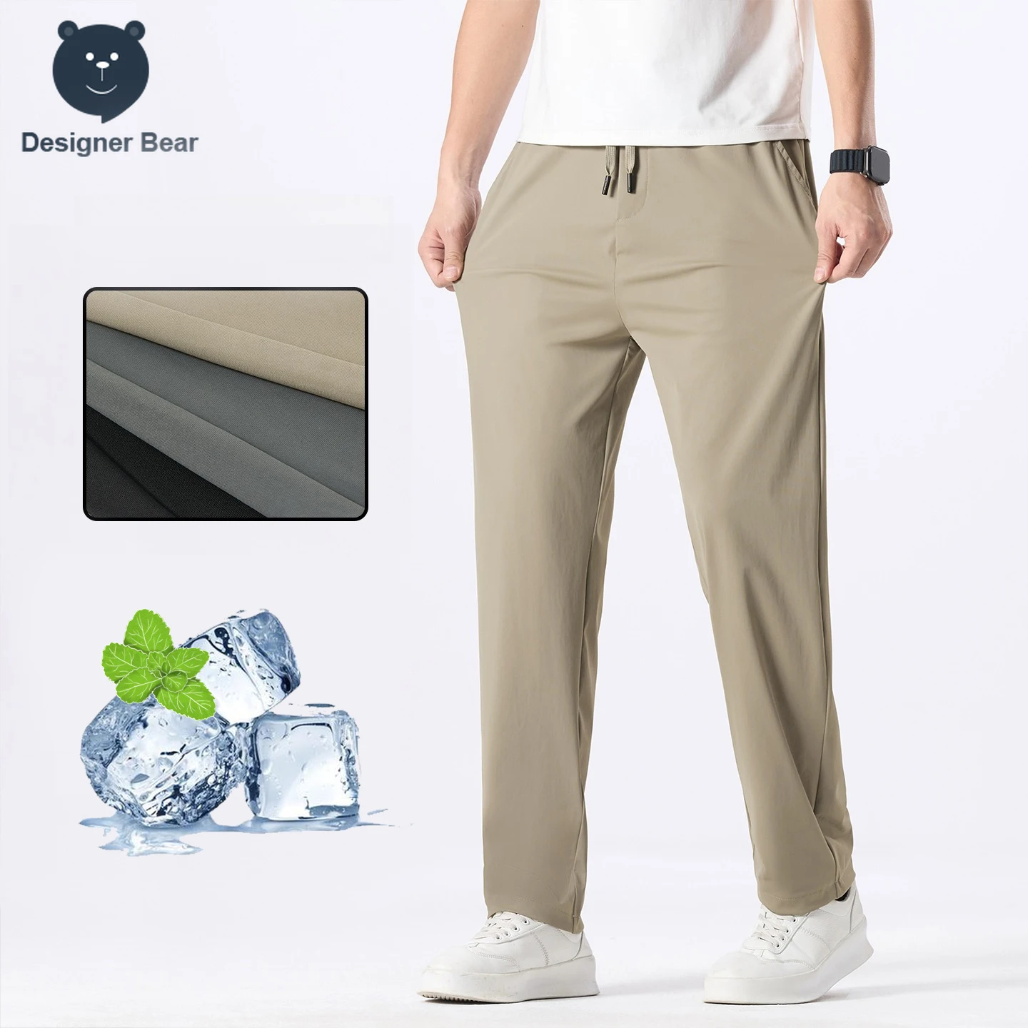 Pantalones Casuales de Verano para Hombre, Marca [Brand Name], Delgados, Elásticos, Cintura Elástica, Pantalones Deportivos Color Caqui, Chinos para Exteriores, Joggers, Pantalones Deportivos