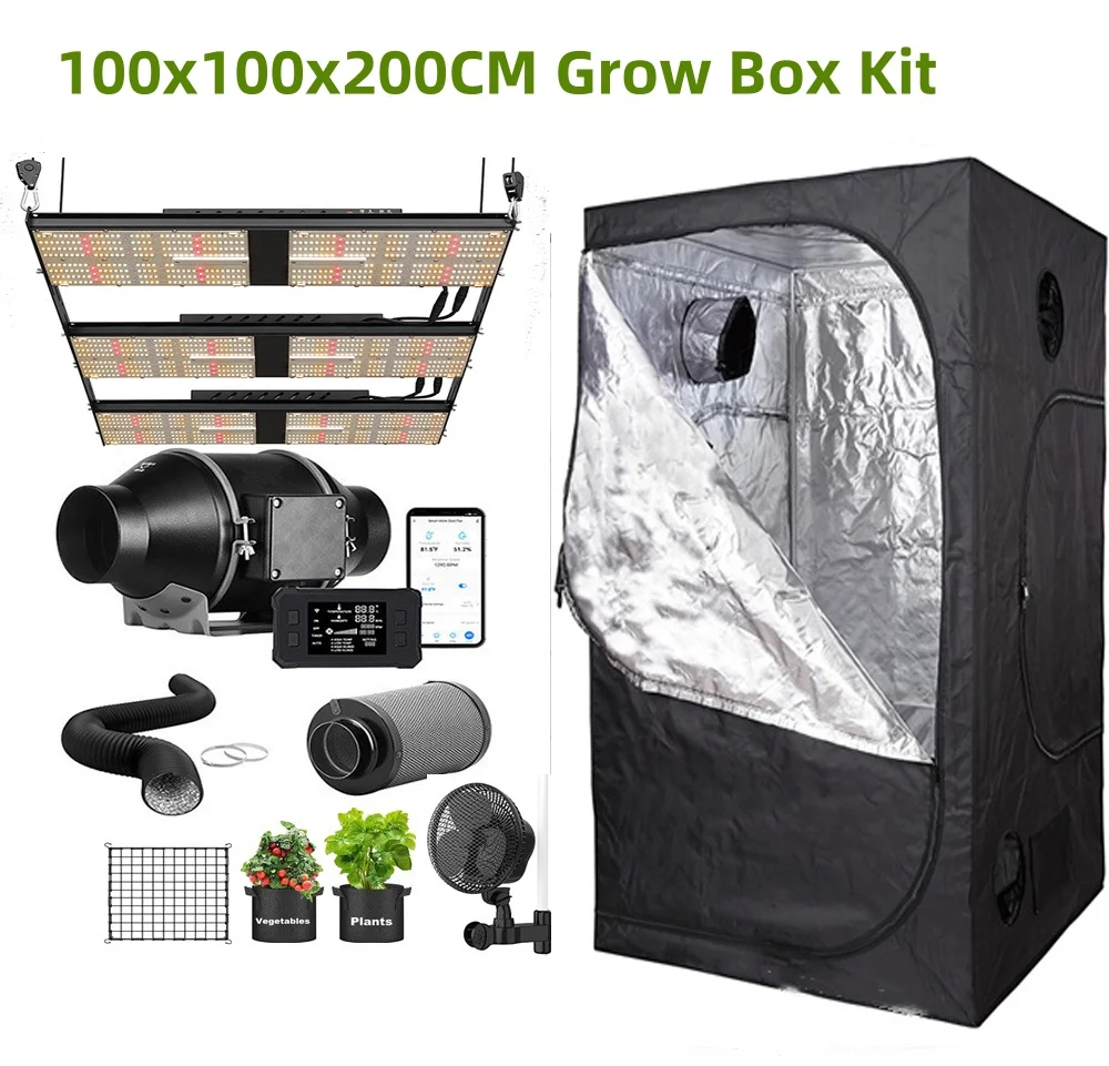 Europe Smart 4X4 Complete Indoor Grow Kit WIFI Duct Fan Air Filtration UV IR 720W Grow Light 1680D Plant Tent
