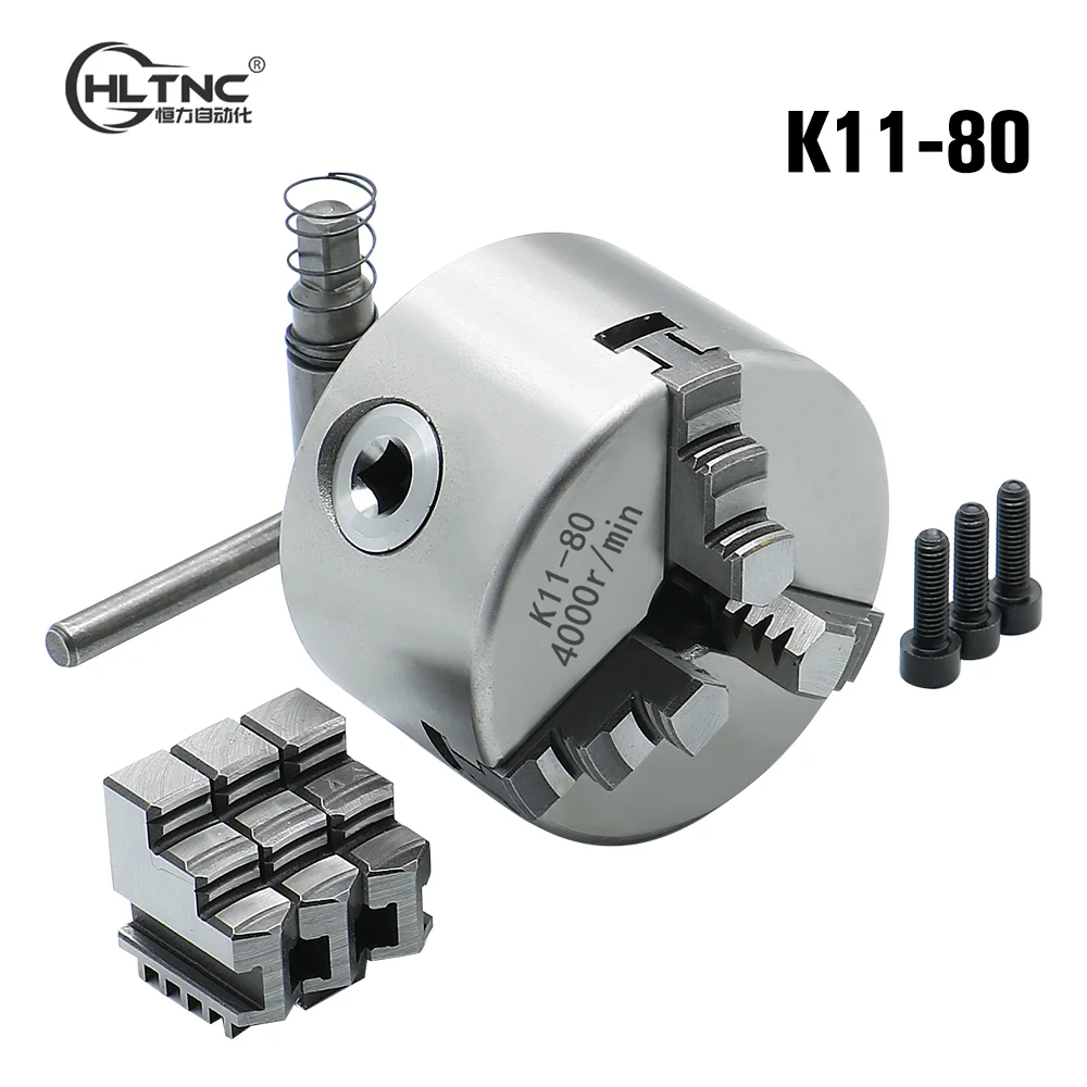 HLTNC K11-80 3 Jaws Manual Lathe Chuck With Turning Machine Tools Accessories K11 80 3-Jaw Lathe Chuck Self-Centering Metal