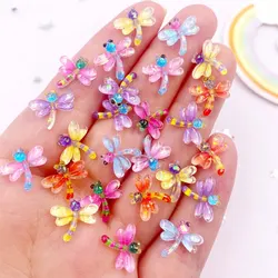 50pcs Resin Glitter Mini Colorful Crystal Dragonfly Art Nail Flatback Rhinestone Buttons Applique DIY Wedding Scrapbook Crafts