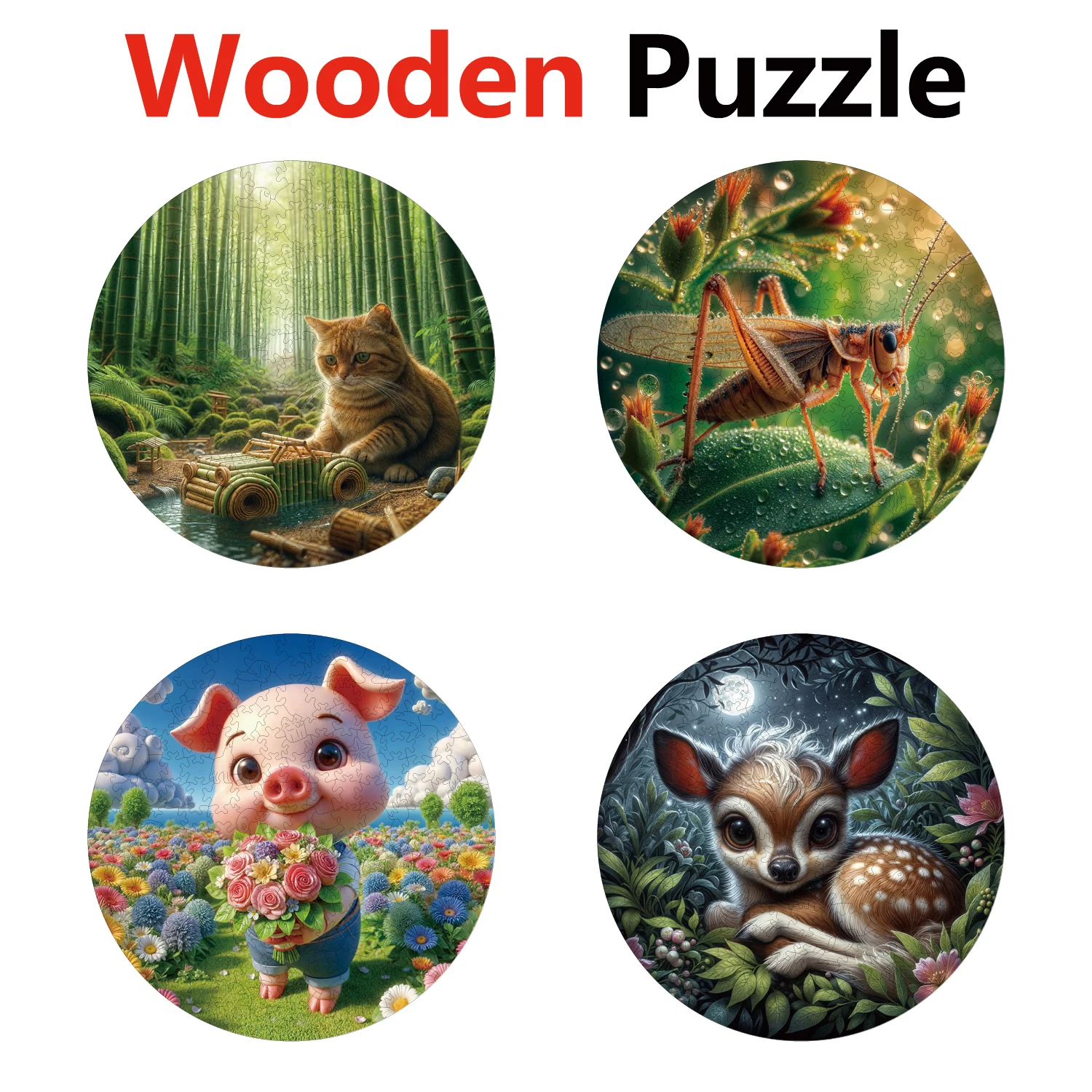 

Cats Locusts Pigs Deer Animal Puzzles High Quality Jigsaw Puzzle Wooden Puzzle Best Christmas Gift
