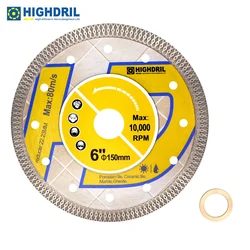 HIGHDRIL Diamond Hot Pressed Sintering X Mesh Saw Blade Cutting Disc 1pc Dia150mm/6inch For Ceramic Tile Granite Marble Tools