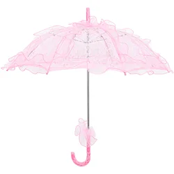 Stylish Western Style Umbrella Lace Fleur Parasol Decoration Wedding Bride Umbrella - Size Small (Pink)