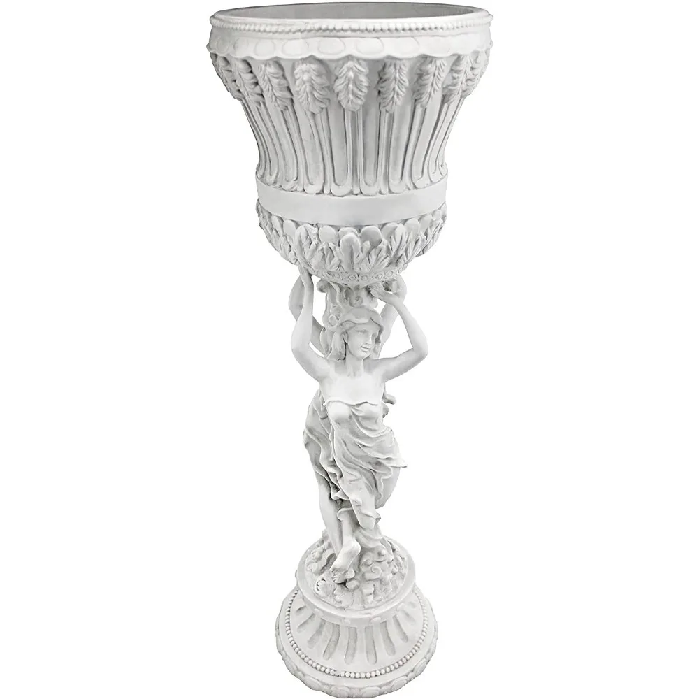 Envío gratis-soporte para plantas de columna de pedestal de donantes con urna, 36 pulgadas de alto, resina de piedra fundida, acabado de piedra antigua-nuevo