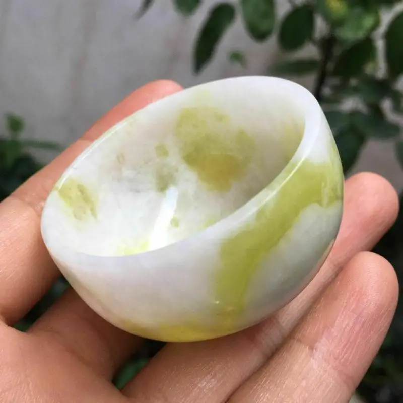 2pcs Natural Jade Teacup Exquisite Hand-carved Genuine Jades Stone Tea Bowl Health Cup Gongfu Teaware