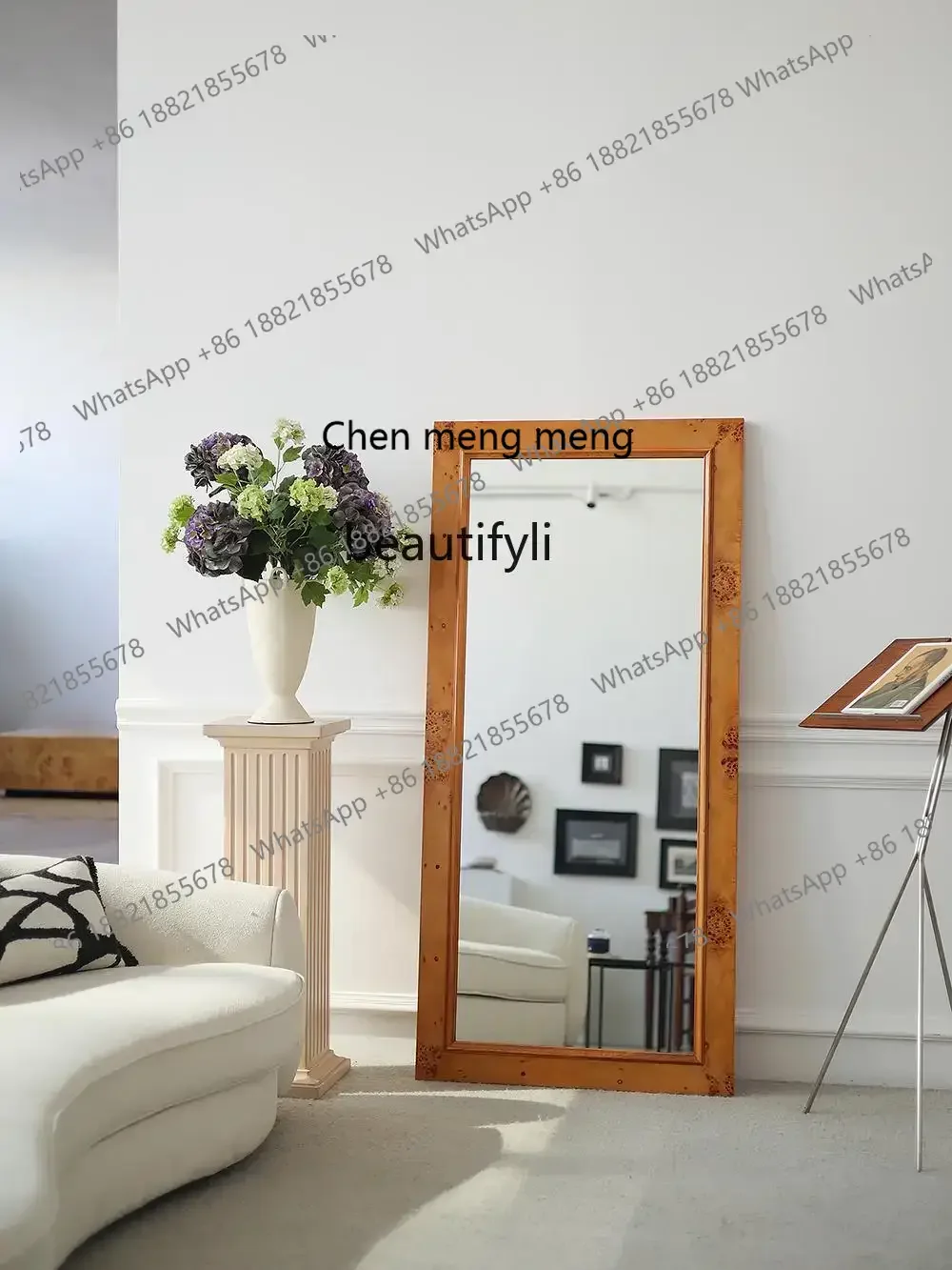 

zq1Full-body mirror Solid wood can be hung in the antique entrance Cloakroom Floor-to-ceiling dressing mirror
