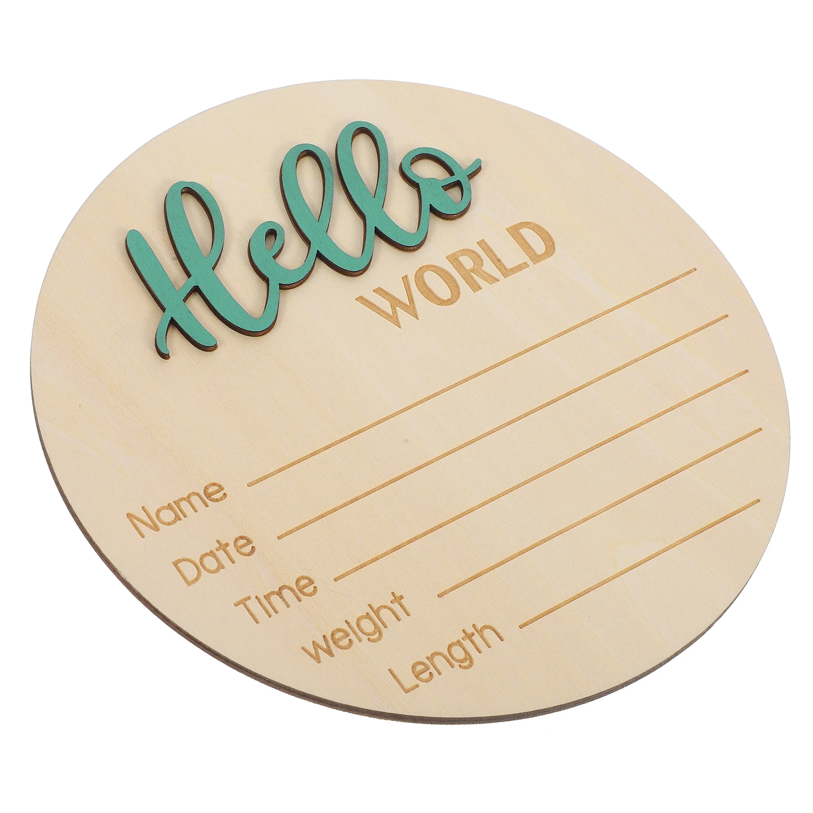 

Wooden Circular Birth Announcement Sign for Newborn Baby Name Props Round Shape Smooth Surface Infant Weight Recording