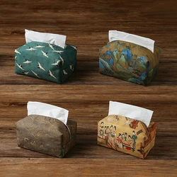 Paper Drawing Bag Tissue Box Chinese Retro Style Tissue Cover Fabric Art Drawing Box Living Room Paper Household Desktop