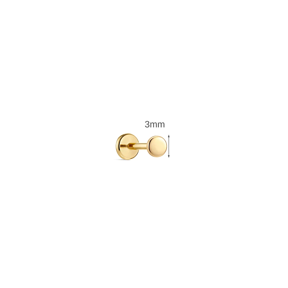 Women's 14K Solid Gold Flat Back Earrings, Hypoallergenic Gift