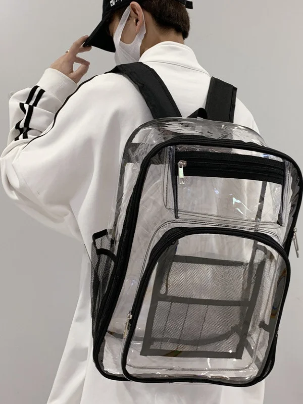 Transparent PVC Large Capaci Double oulder Bag for Men And Women High School Students College Entrance Exnation Bapa