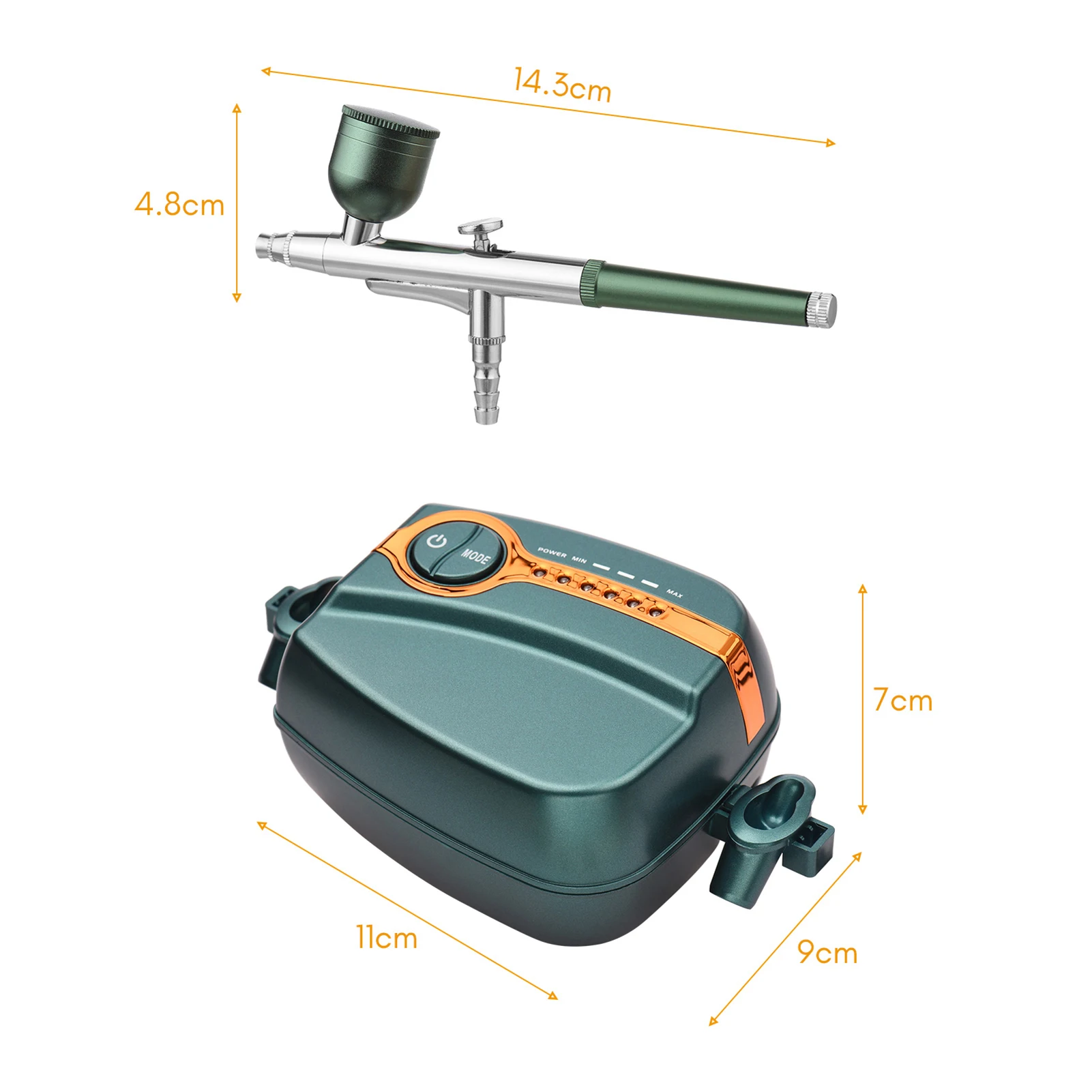 Multifunktionales Airbrush-Set mit Kompressor, tragbares Airbrush-Set, Dual Action, 5-stufig einstellbarer Druck, maximal 25 PSI