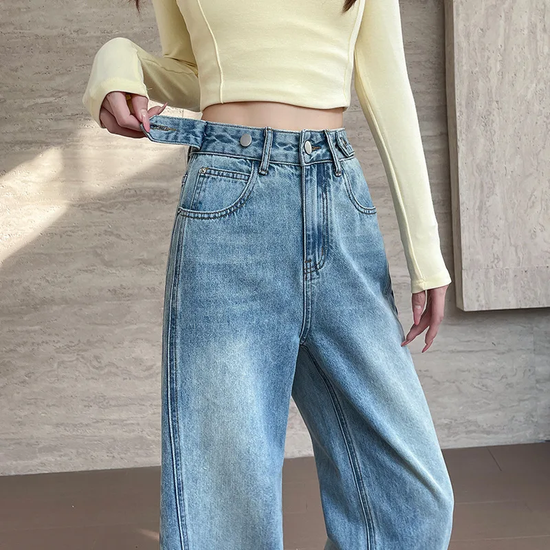 Spring New Wide Leg Pants Straight Jeans Girls Student High Waist Loose Denim Long Woman Jeans Camisa Feminina Lady Fat Trousers