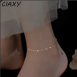 Fashionable Sparkling Small Square Anklet Chains for Women Simple and Compact Foot Chains Instagram Jewelry Wholesale