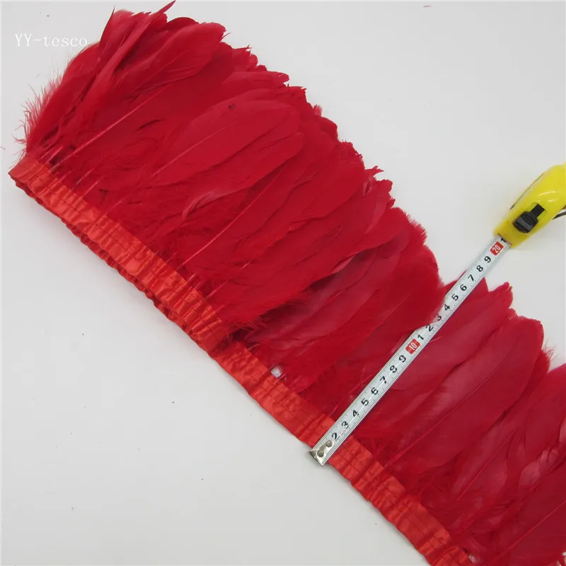 Goose Feather Trims 1 Yards/Lot Dyed Geese Feather Ribbons/15-20cm Fringes Goose Feather Cloth Belt DIY decorative 20 Color