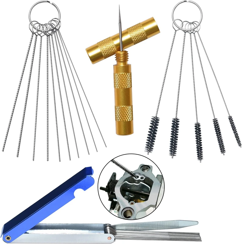 Kits de Limpeza de Carburador com 13 Fios, 10 Agulhas, 5 Escovas, 1 Ferramenta de Reparo para Automóveis, Motocicletas, ATVs, Equipamentos de Solda e Equipamentos de Jardinagem
