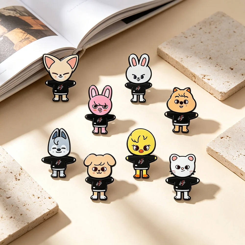 8-teiliges KPOP Cartoon-Broschen-Set mit Tiermotiven, Emaille-Pins, Sammlerstück, Dekoratives Zubehör für Taschen und Rucksäcke, Geburtstagsgeschenk für Fans – Detail 5
