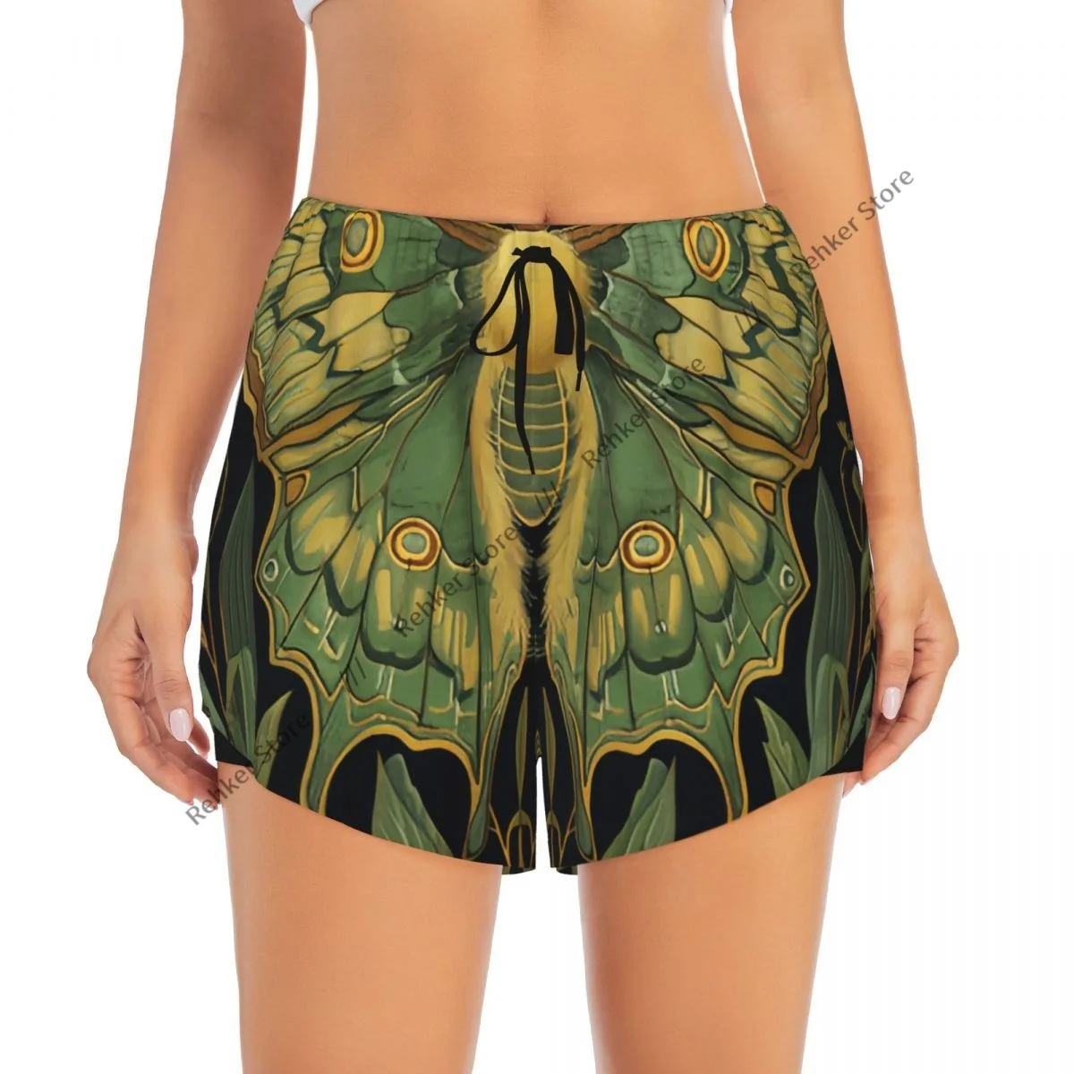 Workout Shorts Dames Fitness Sneldrogend Dubbellaags Shorts Vlinder In De Weide Atletische Yoga Korte Broek Gymleggings