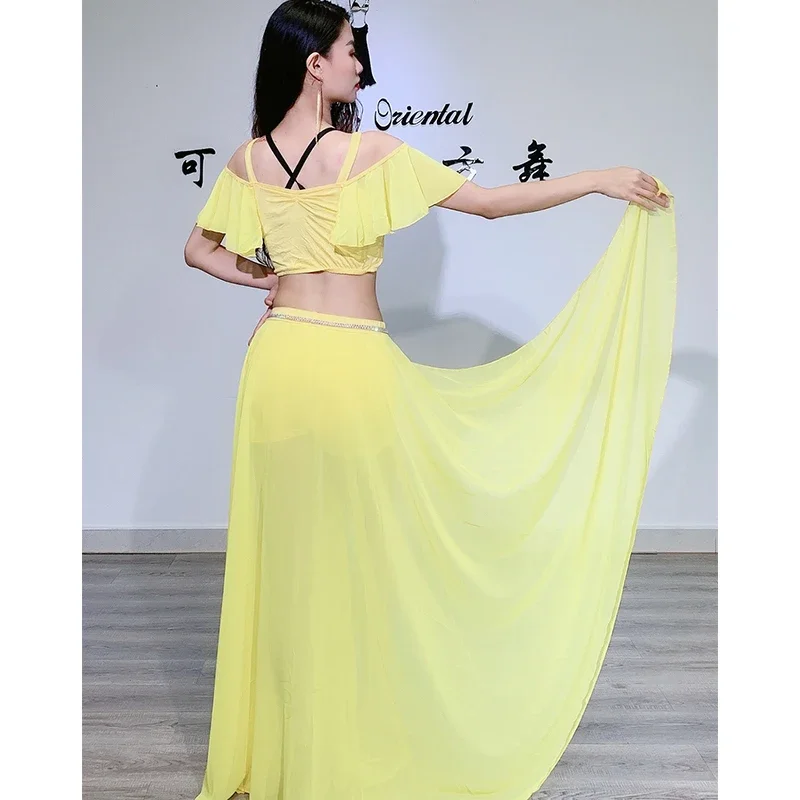 Traje de danza del vientre traje Caderin bailarina lecciones desgaste para mujeres conjunto Oriental adulto profesional Top faldas vestido traje