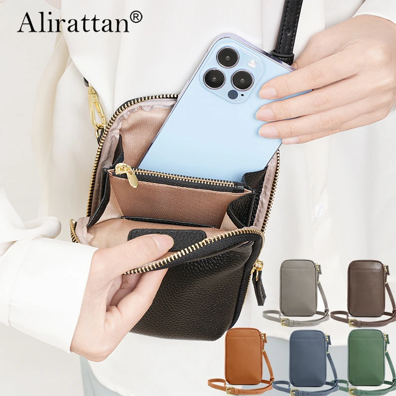 Alirattan Crossbody Small Bag 2025 New niche Design Single Shoulder Bag Fashionable Genuine Leather Phone Bag for Women