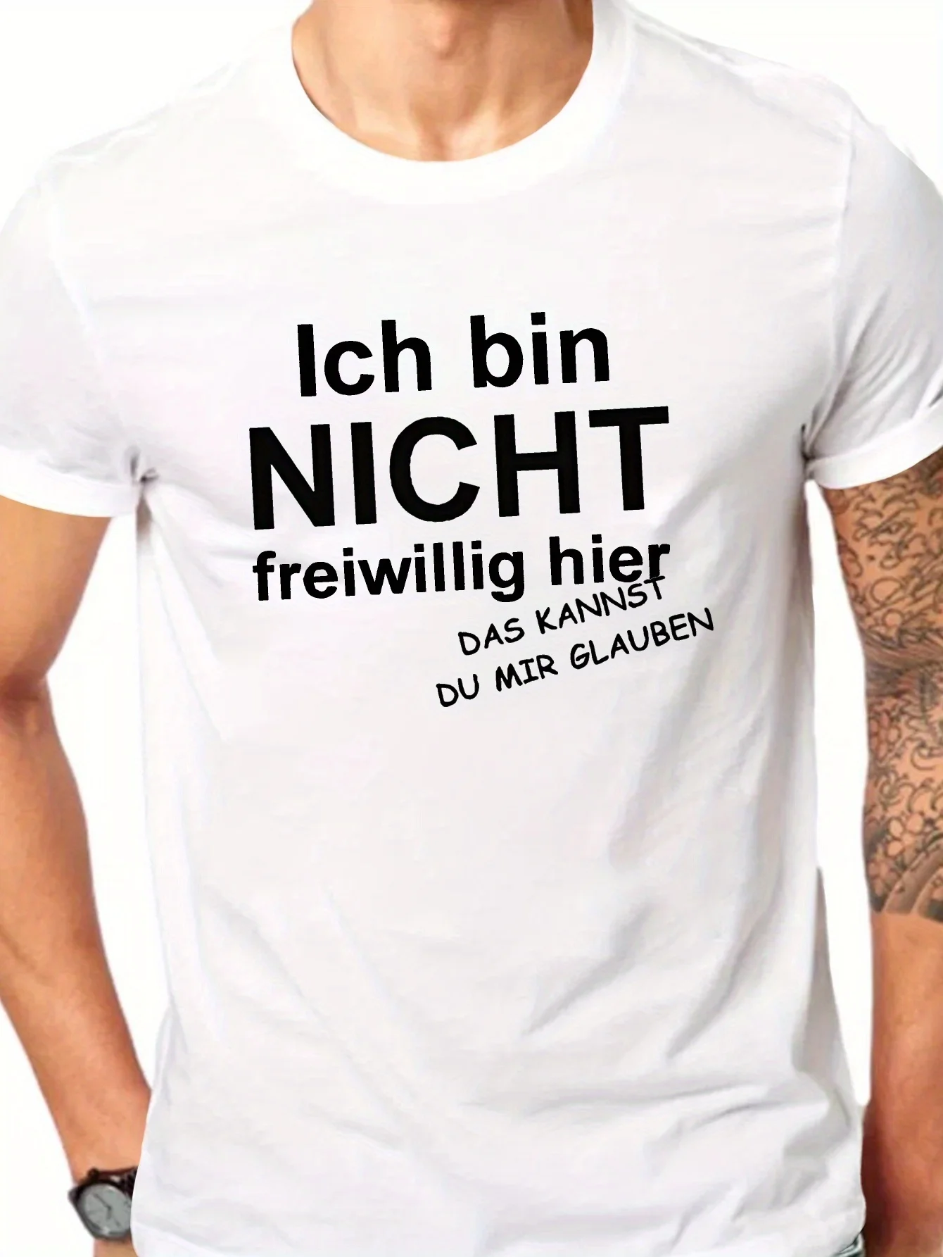Camiseta de algodón para hombre y mujer con estampado 'German I'm Not Here Voluntarily', informal, de verano, holgada, estilo vintage, de manga corta, a la moda
