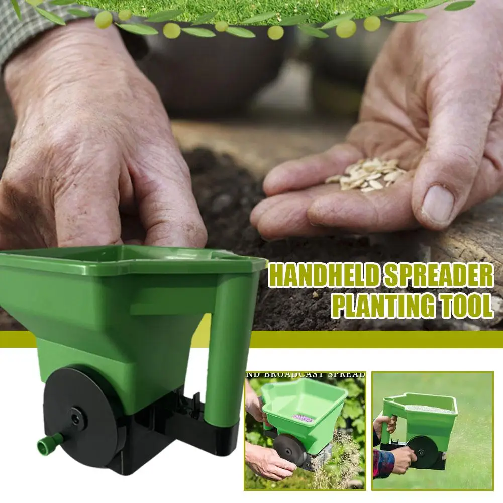 

Garden Seeder Manual Seed And Fertiliser Applicator Spreader Fertiliser Hand Garden Small Crank Lawn Melt Snow Tools U2P5