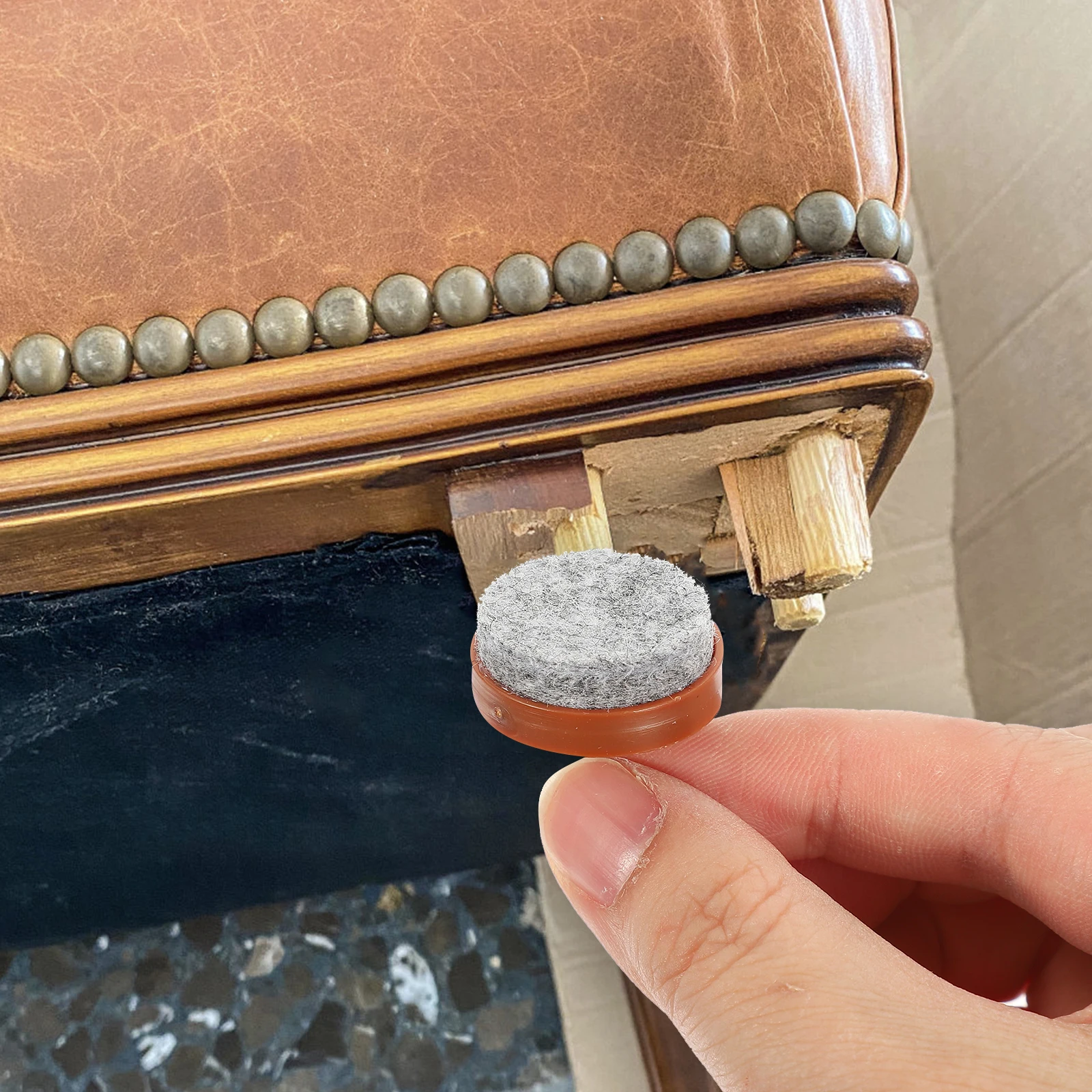 

20pc Felt Glides Metal Screw Chair Glides Round Foot Pads Floor Protectors For Furniture Chairs Parquet Laminate Wood Pvc