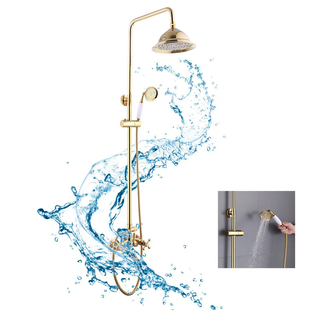 Height & Angle Adjustable Shower Set Wall-mounted Shower Set Golden Color Shower Faucet Set for Home, Hotels