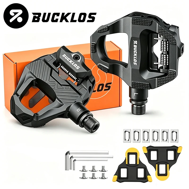 

BUCKLOS for SPD-SL System Bicycle Pedals Carbon Fiber Dual Use Clipless Flat Pedals Lightweight Sealed Bearing Road Bike Pedal