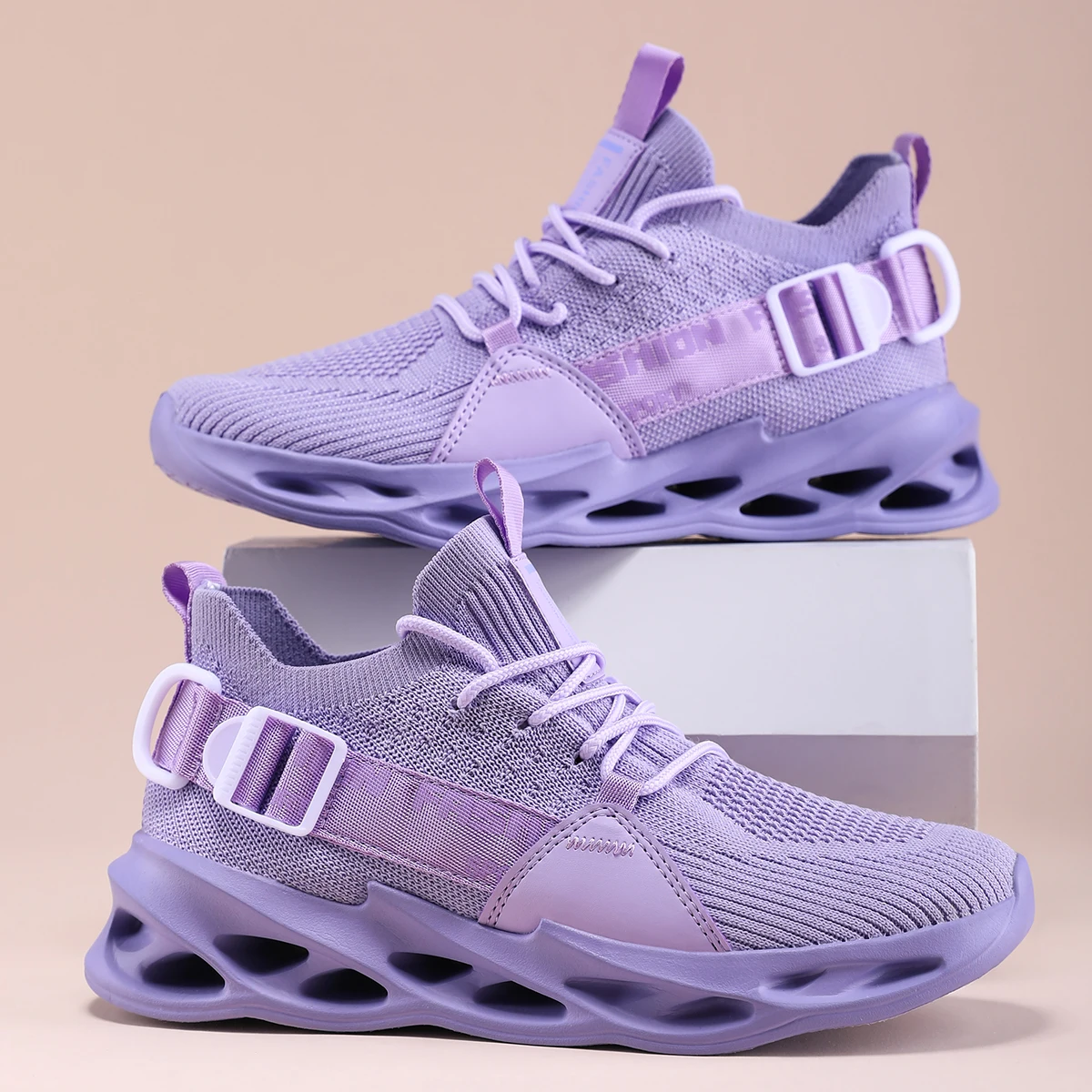 

Men Women Purple Running Shoes Comfortable Breathable Mesh Blade Non-slip Casual Sneakers