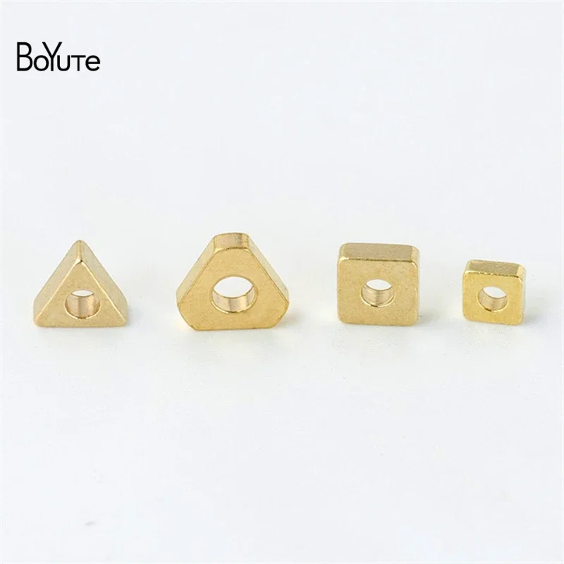 BoYuTe (100 Pieces/Lot) Raw Brass Square Spacer Triangle Spacer Beads Hand Beaded Diy Jewelry Accessories Loose Beads