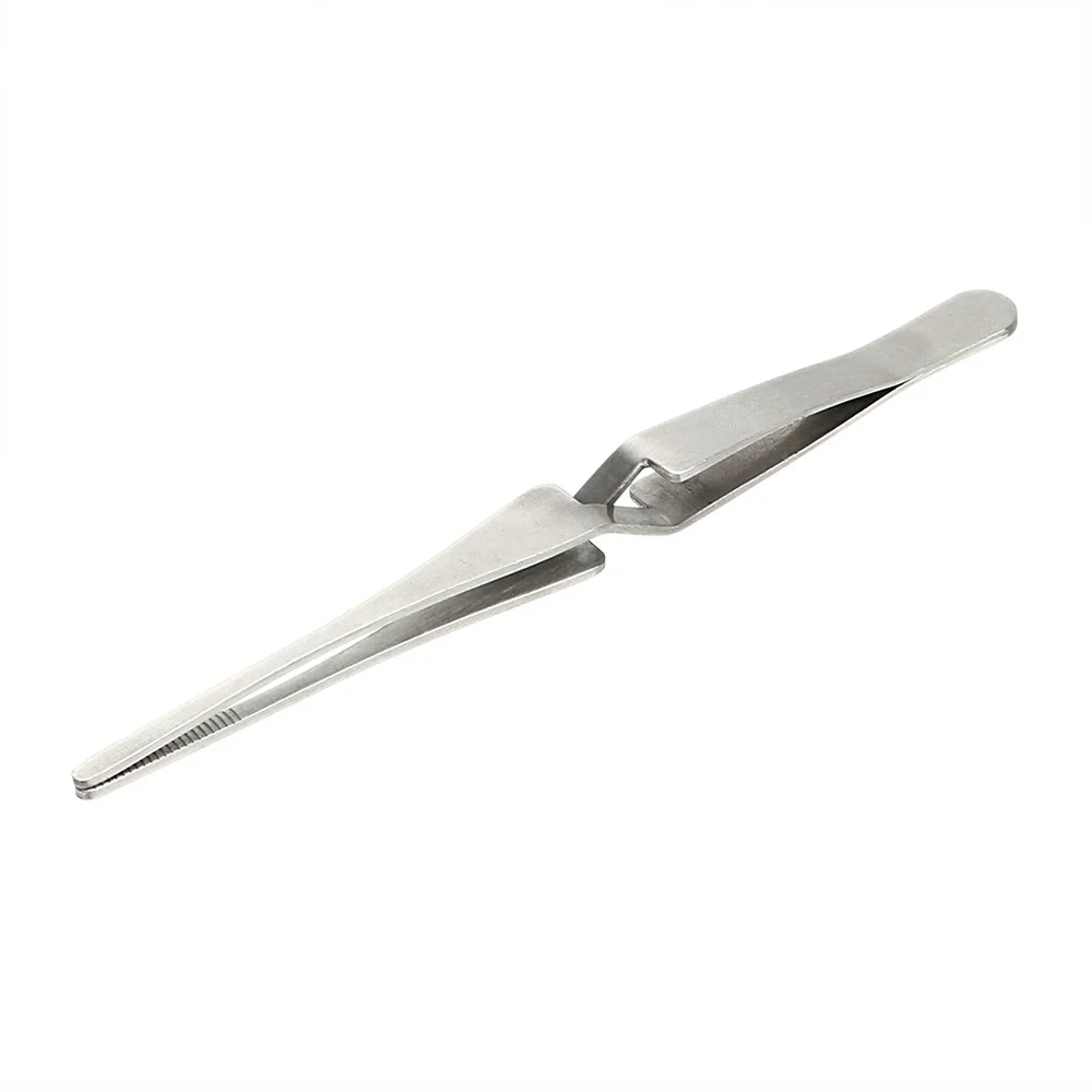 2Pcs Cross Lock Non-slip Tweezers Stainless Steel Save Effort Maintenance Tools Reverse Action Tweezer
