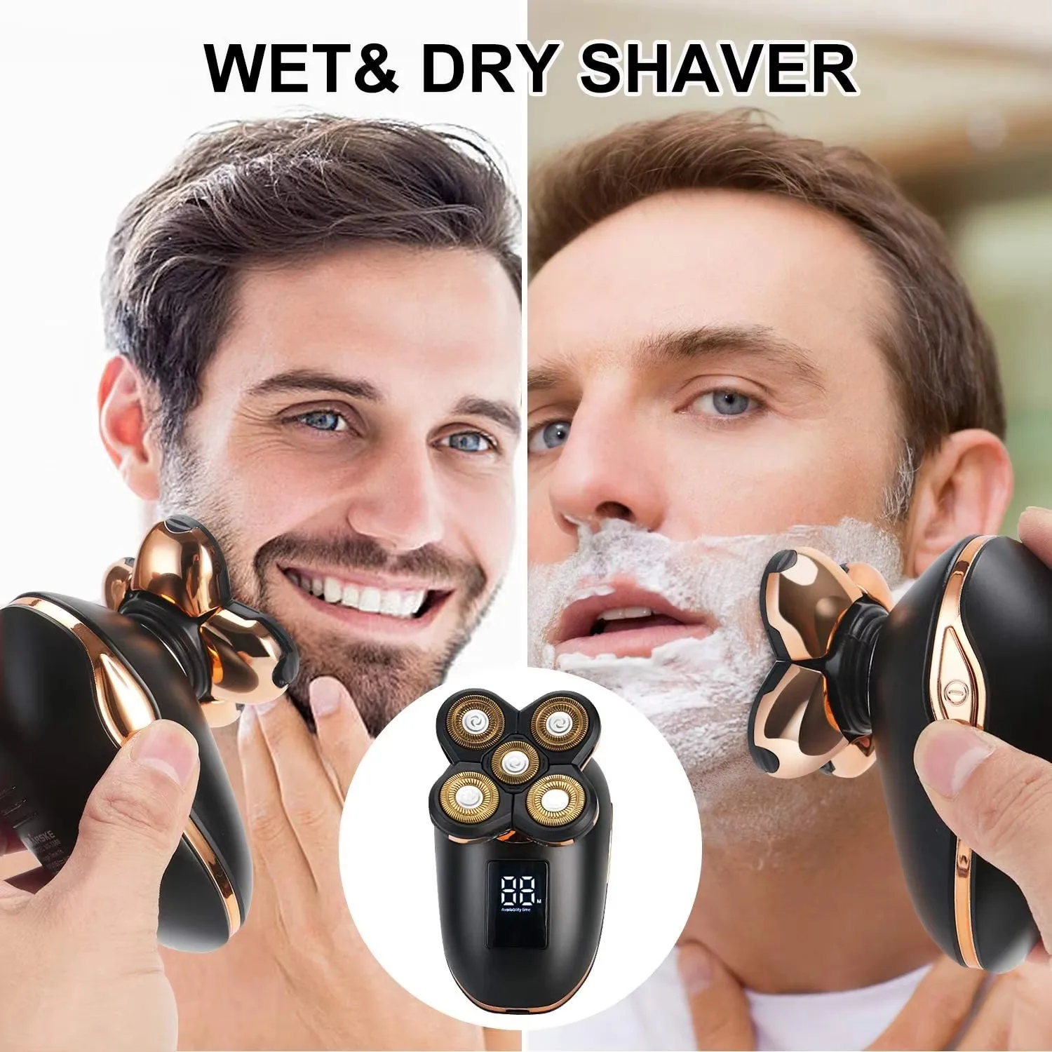 Smart LED Screen Display Mini Electric Wireless Shaver for Men Multifunctional Beard & Chin Neck Hair Remover