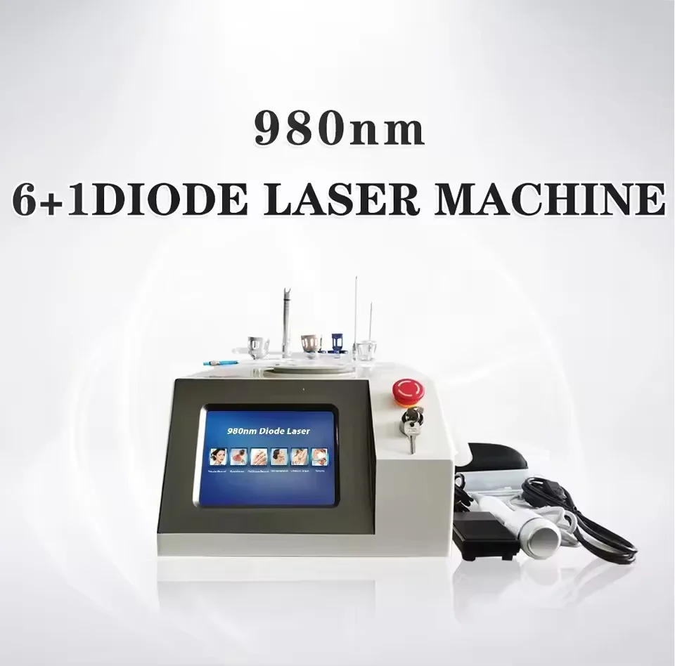 

980nm Diode Laser Vein Removal Machine 6 in 1 For Spider Vein Removal, Nail Fungus, Skin Regeneration, and Eczema and Herpes