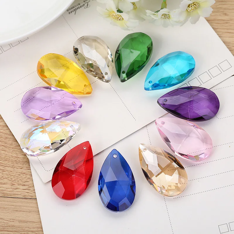 D2 5Pcs Camal Crystal 38mm Waterdrop Colorful Faceted Pendant Prism Chandelier Party Wedding Curtain Christmas Hanging Ornaments