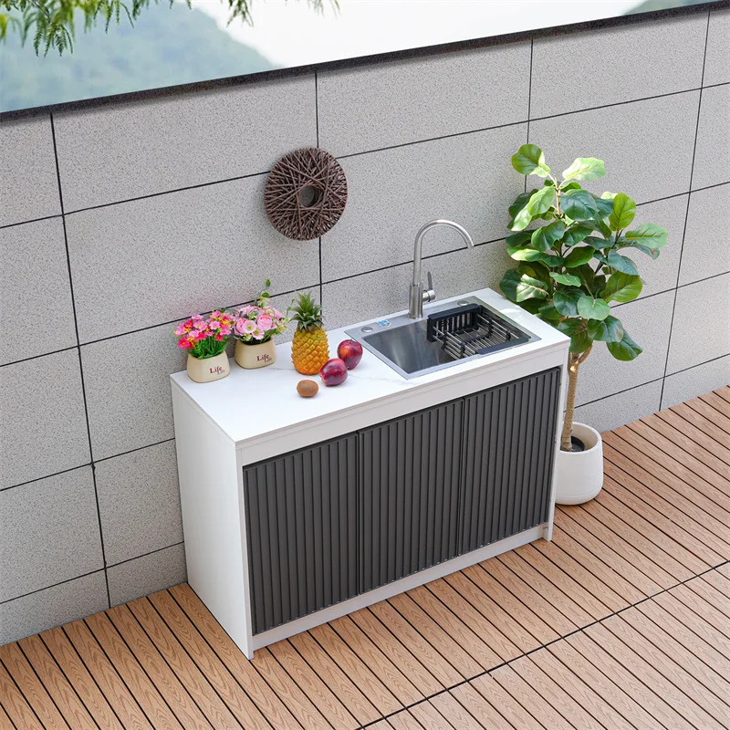 

Outdoor courtyard rock slab washtable aluminum alloy cabinet door aluminum honeycomb console